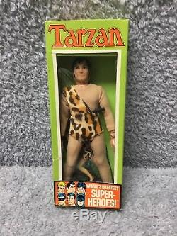 Vintage ORIGINAL Mego 8 Action Figure TARZAN in Unopened Box & Display case