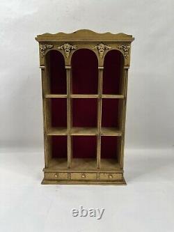 Vintage Ornate Gold Wood Hanging Display Curio Cabinet Shelf Trinkets Miniatures