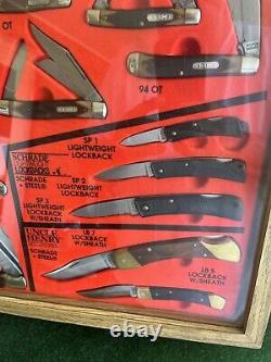 Vintage Schrade Old Timer Uncle Henry Display With23 Knives & Boxes USA RARE LOOK