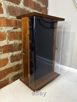 Vintage Store Display Case Solid Wood Double Sided Rotates Lined Velvet Plexi