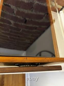 Vintage Store Display Case Solid Wood Double Sided Rotates Lined Velvet Plexi