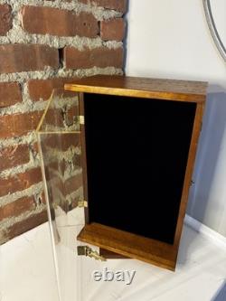 Vintage Store Display Case Solid Wood Double Sided Rotates Lined Velvet Plexi