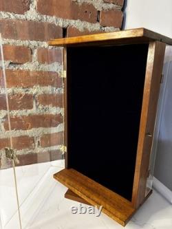 Vintage Store Display Case Solid Wood Double Sided Rotates Lined Velvet Plexi