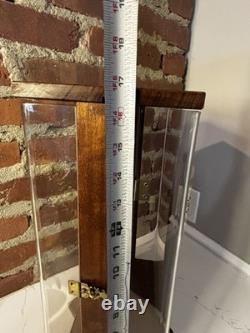 Vintage Store Display Case Solid Wood Double Sided Rotates Lined Velvet Plexi