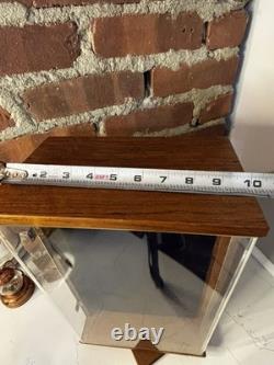 Vintage Store Display Case Solid Wood Double Sided Rotates Lined Velvet Plexi