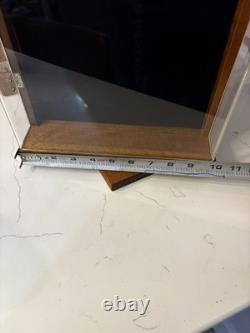 Vintage Store Display Case Solid Wood Double Sided Rotates Lined Velvet Plexi