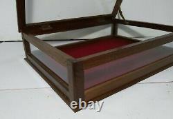 Vintage Tabletop/Counter Clear Display Showcase Wood Cabinet Case Lid Shadow Box