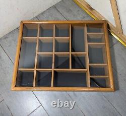 Vintage Wood & Glass Curio Knick Knack Wall Display Case Shadow Box R29