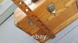 Vintage Wood Machinist Tool Box Cabinet 7 Drawer Jewelry Display Oak Felt Mirror
