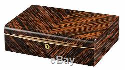 Votla Ebony Wood 10 Watch Display Case Box with Gold Accents Black Interior