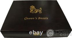 WOODEN CASE Box Queen Beasts Series 10 Oz Display Silver Coins Holder