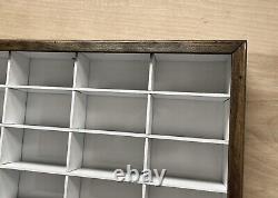 Wall Display WithCOVER for Matchbox/Hot Wheels Cars 1/64 White withWalnut Frame