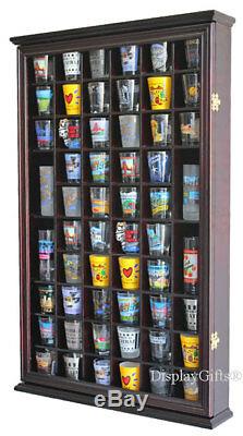 Wall Shadow Box Cabinet Rack to hold 56 shot glasses Display Case SC56