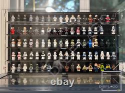 Wall mounted 100 LEGO minifigures display case. Show case. Display case