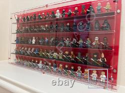 Wall mounted 100 LEGO minifigures display case. Show case. Display case