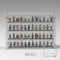Wall mounted 100 LEGO minifigures display case. Show case. Display case