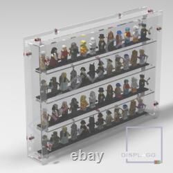 Wall mounted 100 LEGO minifigures display case. Show case. Display case