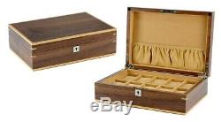 Walnut Wood 10 Wrist Watch Jewellery Display Lockable Storage Wooden Case Box