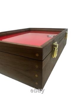 Walnut Wood Display Case 18 X 12 X 4 Extra Thick for Guns, Knives, Arrowheads