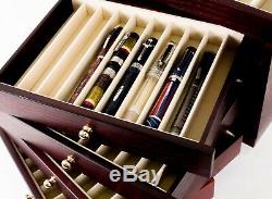 Wancher Japan Lacquer Wooden Box Fountain Pen Display Case 50 Pens Brand New