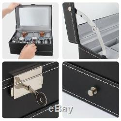 Watch Box Double-Layer 12 Slot Organizer Case Display Glass with Jewelry Drawer