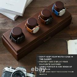 Watch Box Organizer For Men Modern Watch Display Case Jewelry Box Walnut Finish