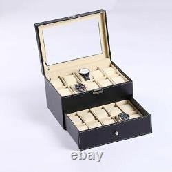 Watch Box Portable Leather Rectangle Travel Display Organizer Storage Cases