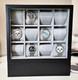 Watch Display Case 12 Slot Vertical Luxury Wood & Velvet Organizer Storage Box