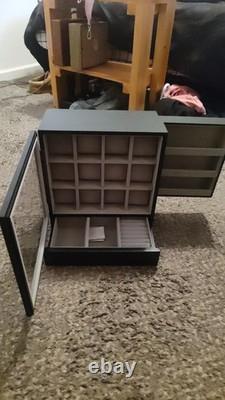 Watch Display Case 12 Slot Vertical Luxury Wood & Velvet Organizer Storage Box