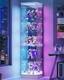 White Display Cabinet with RGB Lights, Corner Curio Cabinets with Glass Doors