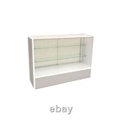 White Wood Full Vision 48 Inch Display Showcase with Adjustable Shelving