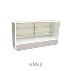 White Wood Full Vision 70 Inch Display Showcase with Adjustable Shelving