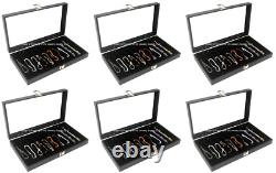 Wholesale Lot of 6 Glass Top Black 10 Slot Jewelry Collectibles Display Cases