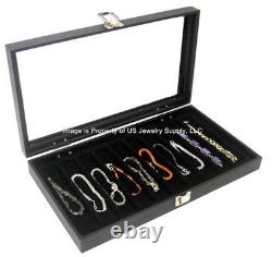 Wholesale Lot of 6 Glass Top Black 10 Slot Jewelry Collectibles Display Cases