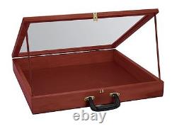 Wood Countertop Display Case View Clear Top Portable Cherry 24 x 36 x 4