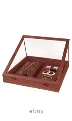 Wood Countertop Display Case View Clear Top Portable Cherry 24 x 36 x 4