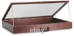 Wood Countertop Display Case View Clear Top Portable Cherry 24 x 36 x 4