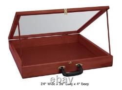 Wood Countertop Display Case View Clear Top Portable Cherry 24 x 36 x 4