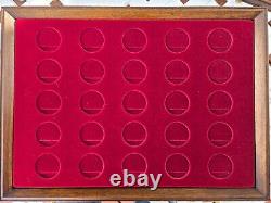 Wooden Coin Display Box, 21.5 x 15.8 x 7.75, Holds (100) 42mm Coins