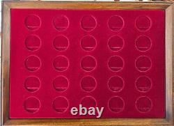 Wooden Coin Display Box, 21.5 x 15.8 x 7.75, Holds (100) 42mm Coins