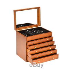 Wooden Jewellery Box brown wood storage display case ring jewelry organizers