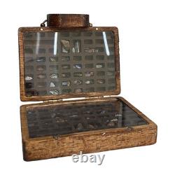 Wooden Suitcase-Style Display Case for Crystal Collectibles Home Decor Ornament