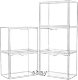 X-Large Acrylic Display Case Set Stackable Storage for Collectibles (5 Pack)