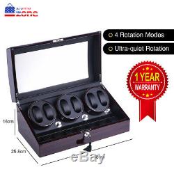 XTELARY 3 Motors Automatic Rotation 6+7 Watch Winder Storage Case Display Box US