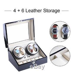 XTELARY 4+6 Automatic Rotation Wood Watch Winder Storage Display Case Box