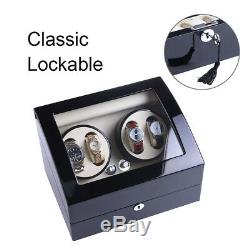 XTELARY 4+6 Automatic Rotation Wood Watch Winder Storage Display Case Box