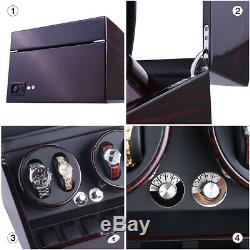 XTELARY Ebony Quad Piano Wood Automatic Luxury Watch Winder Display Box Case 4+6