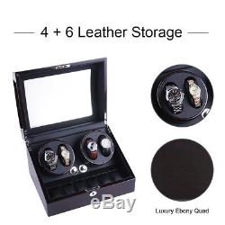 XTELARY Leather Automatic Rotation 4+6 Watch Winder Storage Case Display Box