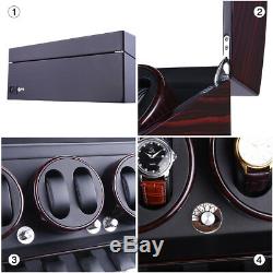XTELARY Luxury Ebony Automatic Quad 4 Motor Watch Winder Display Box Case 8+9