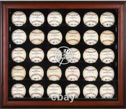 Yankees Logo Mahogany Framed 30-Ball Display Case